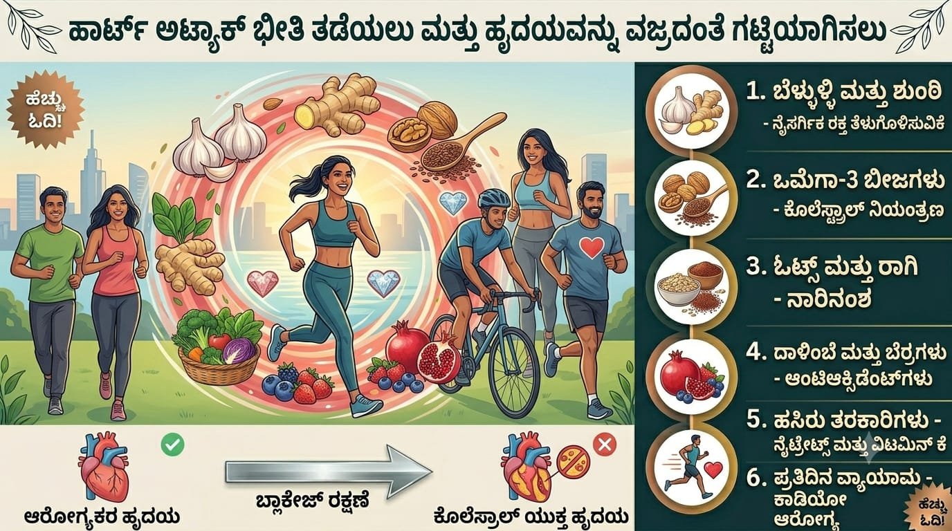 ಹೃದಯದ ಆರೋಗ್ಯ ಕಾಪಾಡುವ ಪೌಷ್ಟಿಕ ಆಹಾರಗಳು - Heart Attack Prevention Tips in Kannada
