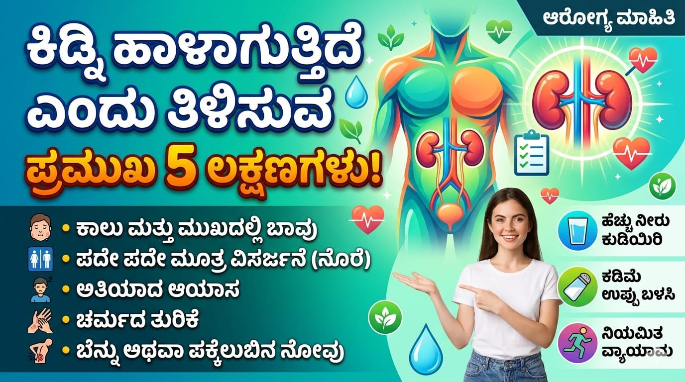 ಕಿಡ್ನಿ ಹಾಳಾಗುವ ಪ್ರಮುಖ ಲಕ್ಷಣಗಳು ಮತ್ತು ಜಾಗ್ರತೆ ಕ್ರಮಗಳು