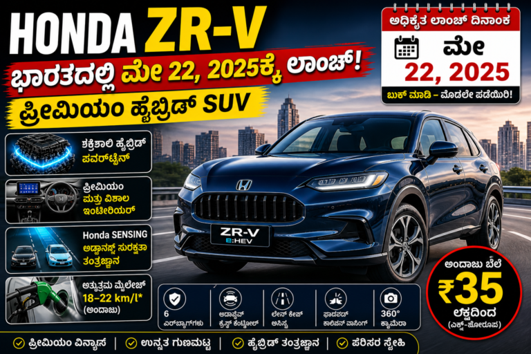 Honda ZR-V ಭಾರತದಲ್ಲಿ ಮೇ 22 ಲಾಂಚ್: ಪ್ರೀಮಿಯಂ ಹೈಬ್ರಿಡ್ SUV ಸಂಪೂರ್ಣ ವಿಶ್ಲೇಷಣೆ, ಬೆಲೆ, ಫೀಚರ್ಸ್, ಸ್ಪರ್ಧೆ