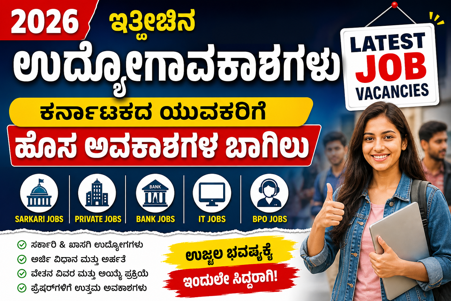2026ರಲ್ಲಿ ಇತ್ತೀಚಿನ ಉದ್ಯೋಗಾವಕಾಶಗಳು: ಕರ್ನಾಟಕದ ಯುವಕರಿಗೆ ಹೊಸ ಅವಕಾಶಗಳ ಬಾಗಿಲು